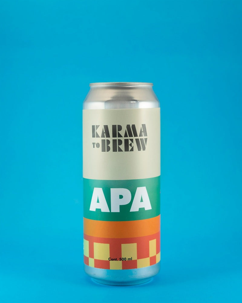 Lata 500mL de  cerveza artesanal Karma to Brew APA American Pale Ale